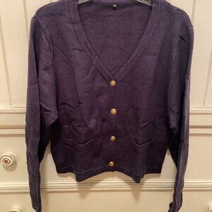 SHANGOOD V-NECK CROPPED CARDIGAN SWEATER MEDIUM  NEW IN BAG
